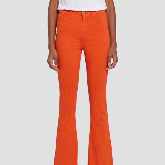 7 For All Mankind Women's Ultra High Rise Skinny Boot Jeans Size 28 NWT Orange - Picture 1 of 12